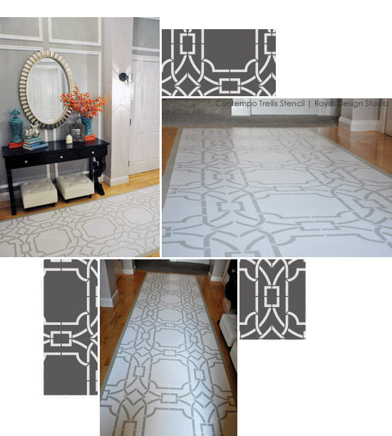 Floor stencil ideas with Royal Design Studio's Contempo Trellis Stencil