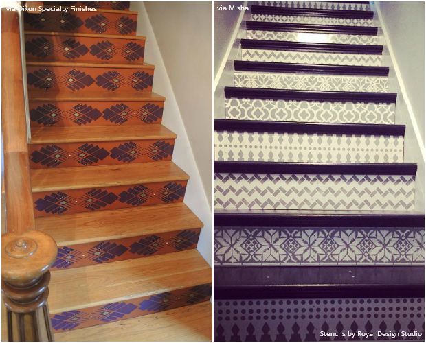 The Hottest Home Décor Trend: Stenciled Stairs - 14 DIY Ideas using Royal Design Studio Stencils