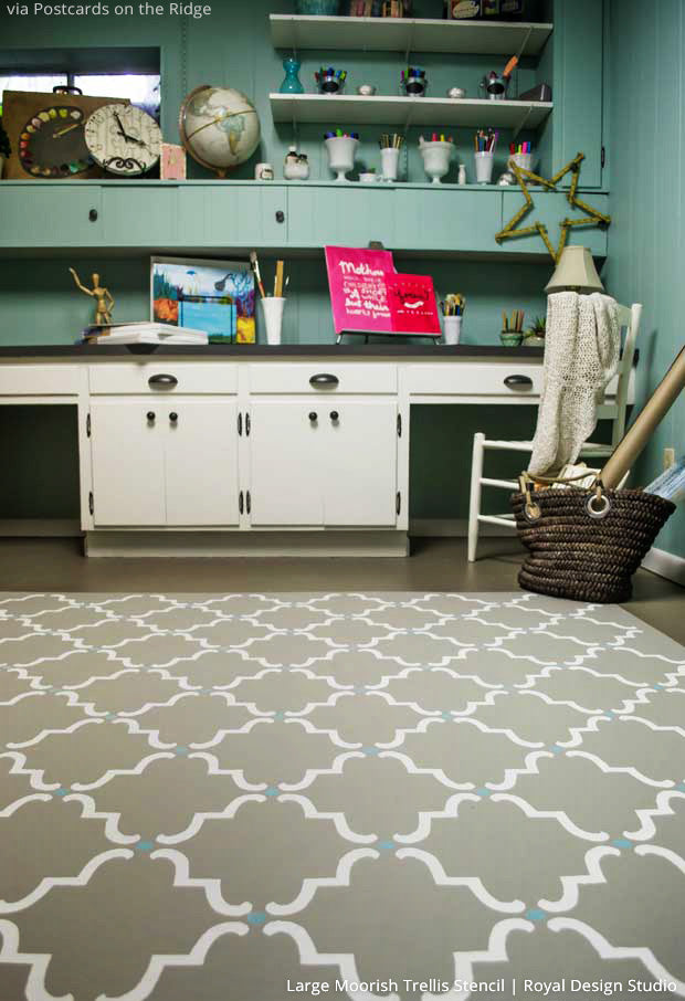 7 Stylish Painted & Stenciled Concrete Floor Finishes within Your Budget!