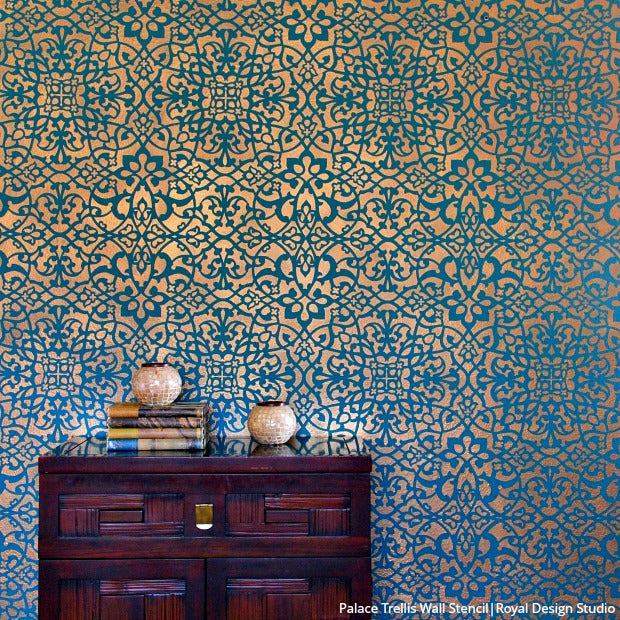 [VIDEO TUTORIAL] How to Stencil a DIY Wallpaper Look for Less! Painting a Large Feature Wall with Pattern for Cheap! with Royal Design Studio Wall Stencils