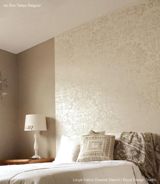 Guest Bedroom Stenciled Wall | Royal Design Studio Stencils | Project by Bon Temps Beignet
