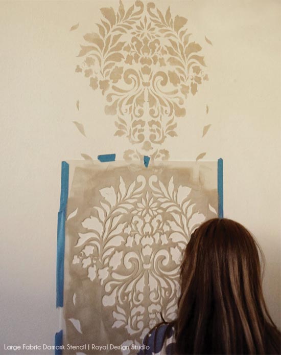 Using a Damask Stencil for a Feature Wall | Royal Design Studio