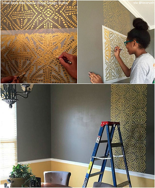 The BEST DIY Home Decor Hacks to Try: Paint Batik Fabric Designs with Wall Stencils & Furniture Stencils from Royal Design Studio