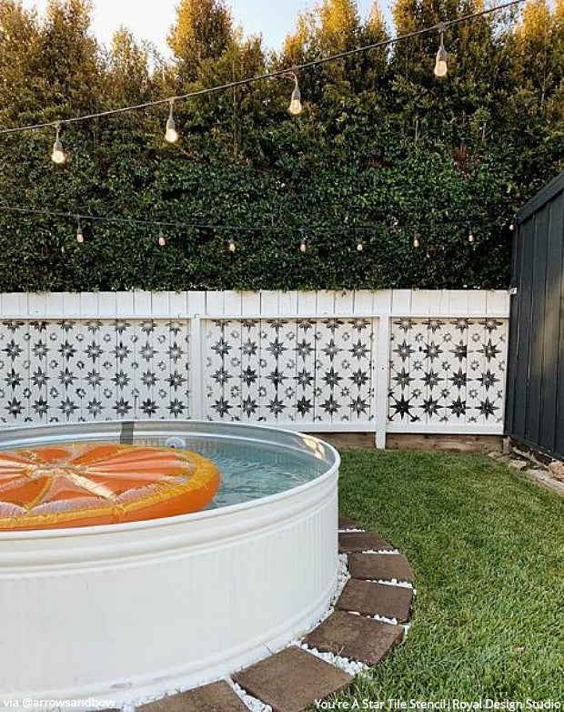 DIY Backyard Bliss: Renovate on a Dime with Wood Fence Paint Stencils from Royal Design Studio - royaldesignstudio.com