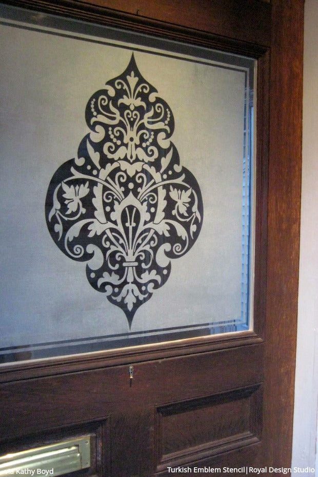 Privacy Screens Made Pretty with Stencils, Paint & Etched Glass - 7 DIY Decor Ideas using Royal Design Studio Glass Stencils