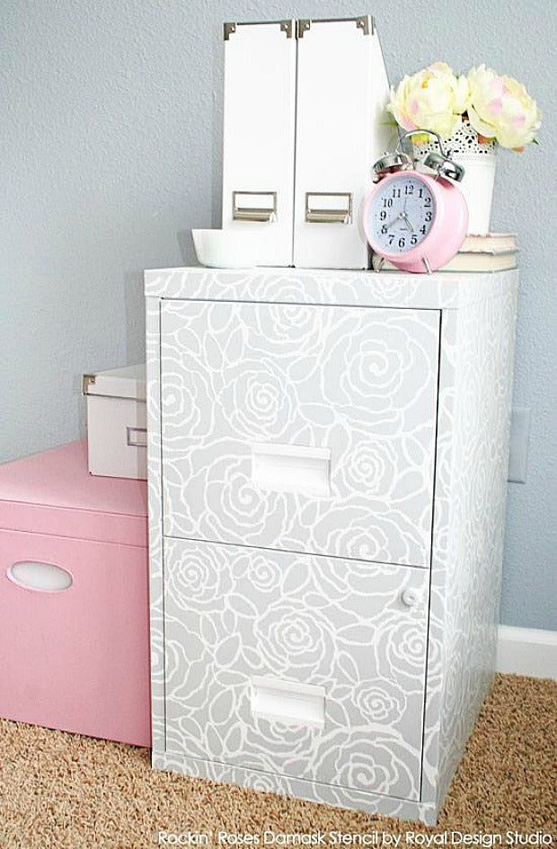 Pretty & Productive: Go-Getter Home Office Makeovers with Wall Stencils from Royal Design Studio