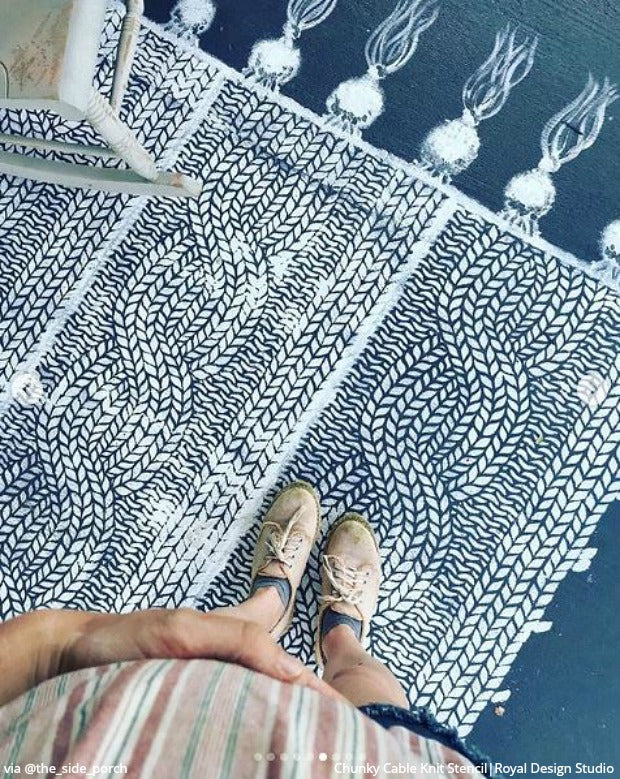 DIY Backyard Bliss: Renovate on a Dime with Rug Floor Paint Stencils from Royal Design Studio - royaldesignstudio.com