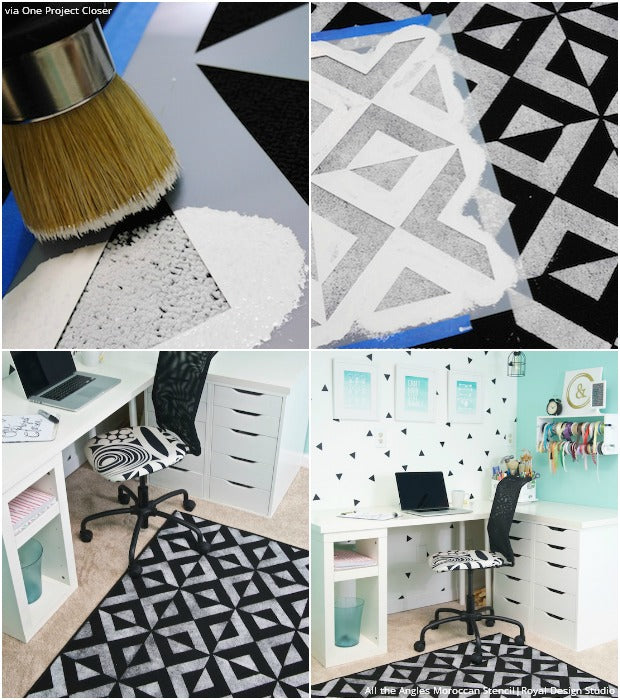 10 Stenciled Floor Makeovers and DIY Ideas Made For Walkin’ - Floor Stencils by Royal Design Studio