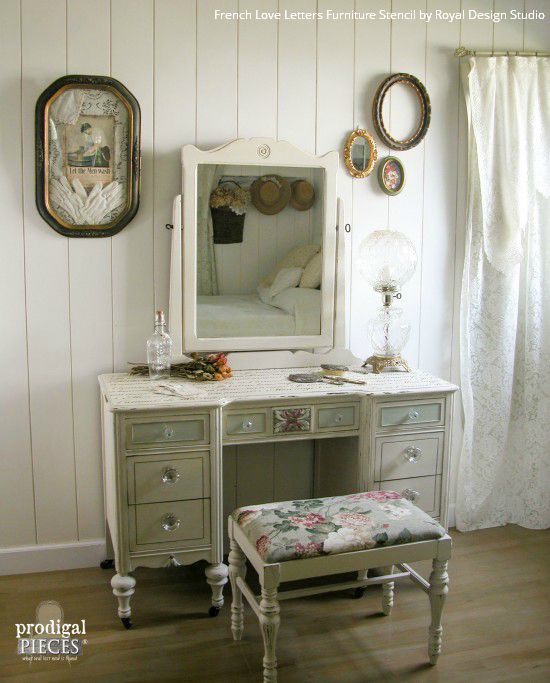 Stenciled Vanity Tutorial: From Curbside Trash to French Treasure