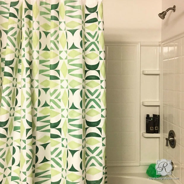 How to Stencil a DIY Shower Curtain That Anyone Can Make!