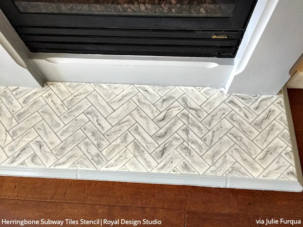 DIY Home Decorating Idea: Stencil a Faux Brick Wall or Subway Tiles - Royal Design Studio Wall Stencils for Painting Modern Farmhouse Style or Urban Chic Interior