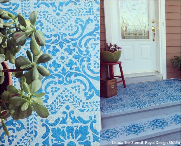 24 Budget-Friendly DIY Ideas to Stencil Your Patio Floor - Concrete Patio Floor Stencils - Tile Pattern Stencils - Royal Design Studio Stencils