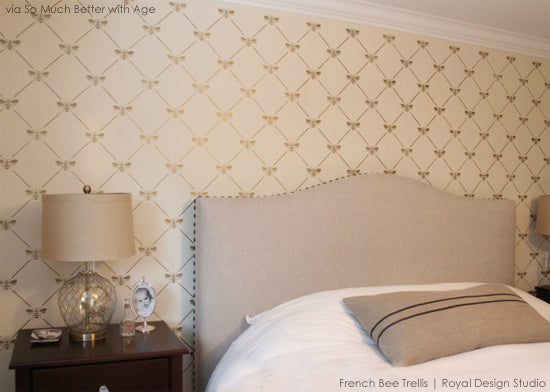 French Bee Trellis Wall Stencil | Royal Design Studio