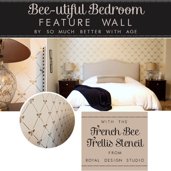 Beautiful Stenciled Wall with the French Bee Trellis Stencil | Royal Design Studio