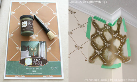 Stenciling Materials & Process | French Bee Trellis Stencil from Royal Design Studio