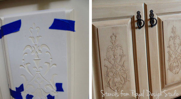 stencil embossing on cabinets