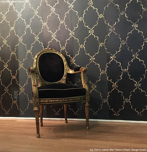 Hottest Trend in Home Decor: 9 DIY Ideas for Glam Black Painted & Stenciled Walls from Royal Design Studio