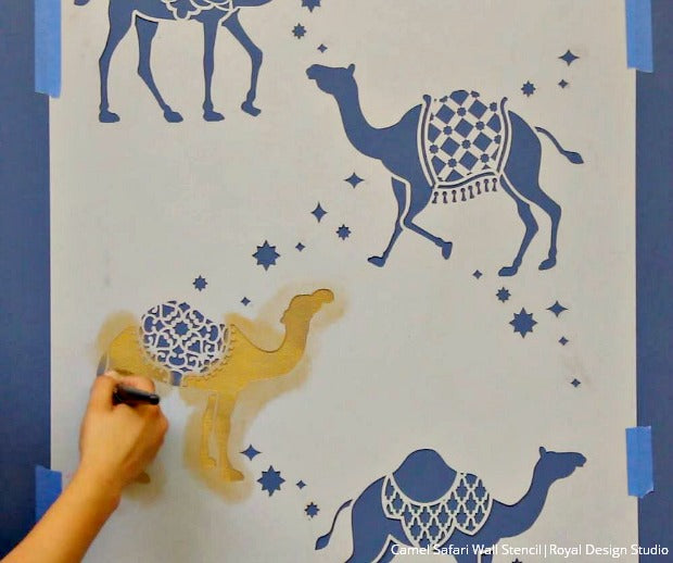 How to Stencil Metallic Moroccan Camel Wallpaper Patterns - Royal Design Studio Stencil Video Tutorial