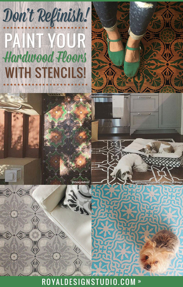 Don’t Refinish or Remodel! Paint Your Hardwood Floors with Stencils - 11 Wood Floor Makeover Ideas using Royal Design Studio Floor Stencils