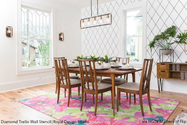 Royal Design Studio Wall Stencils on HGTV Masters of Flip with Dave & Kortney Wilson!