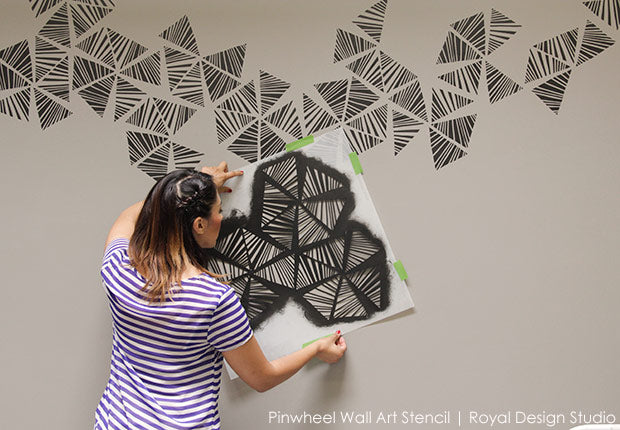 Learn How to Stencil Video: Create a Trendy Modern Free Form Feature Wall in Your Office or Home with Designer Stencils - Royal Design Studio