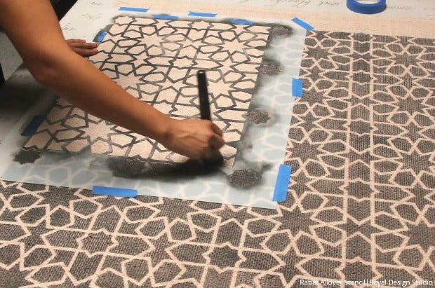 [VIDEO Tutorial] Roll It Out! How to Paint Fabric to Create a Custom DIY Area Rug with Moroccan Floor Stencils and Chalk Paint