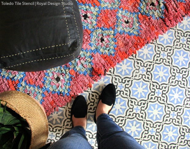How to Stencil a Tile Floor the Fast & Easy Way! [Video Tutorial] - Floor Stencils and Tile Stencils for Painting Tile Floor Patterns and DIY Decor and DIY Project from Royal Design Studio