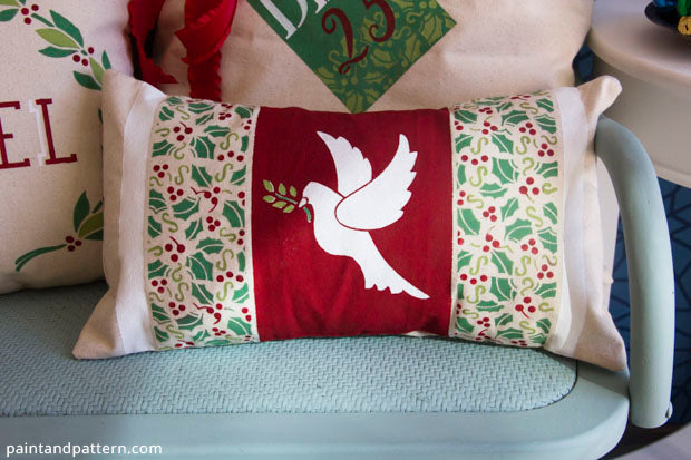 Christmas DIY Tutorial: Stenciled Pillows, Stockings, & Tree Skirt