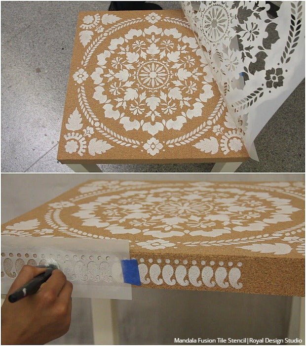 DIY Home Decor Ikea Hack: How to Stencil Furniture with Cork Sheets - VIDEO TUTORIAL by Royal Design Studio