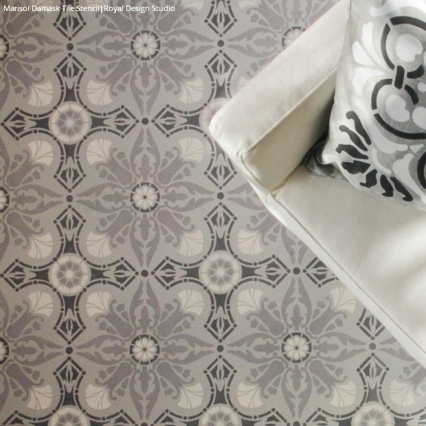 DIY Tutorial: How to Paint a Hardwood Floor with Tile Stencils from Royal Design Studio