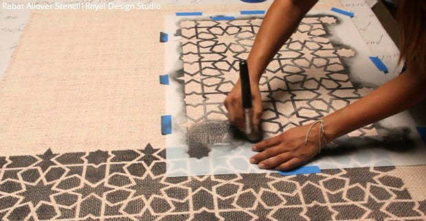 [VIDEO Tutorial] Roll It Out! How to Paint Fabric to Create a Custom DIY Area Rug with Moroccan Floor Stencils and Chalk Paint