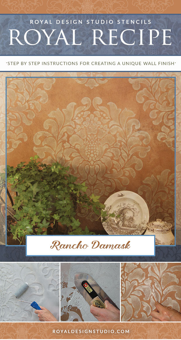 Royal Recipe from Royal Design Studio: How to Stencil Tutorial - Rustic Italian Damask Pattern Wall Stencils