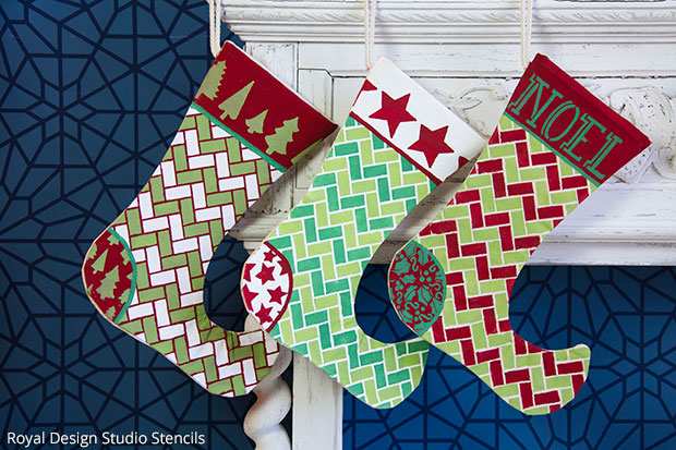 Christmas DIY Tutorial: Stenciled Pillows, Stockings, & Tree Skirt