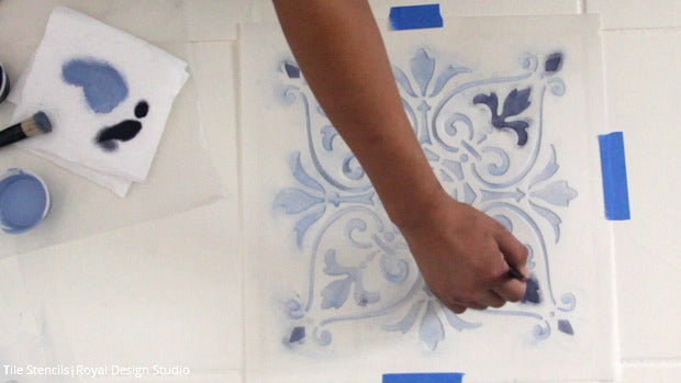 The Secret is Out! How to Stencil a Tile Floor in 10 Steps - Painting Over Kitchen Floor Tiles or Bathroom Floor Tiles with Royal Design Studio Floor Stencils
