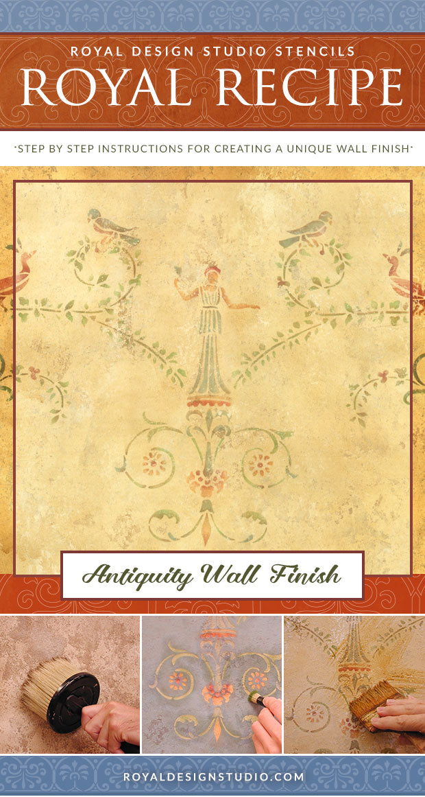 Royal Recipe: How to Stencil Tutorial Old World Italian Faux Fresco Mural with Wall Stencils and Sandstone Plaster