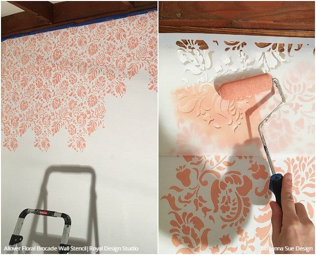 Before and After: Stenciling a Cottage Bedroom Makeover with Royal Design Studio Floral Wall Stencils