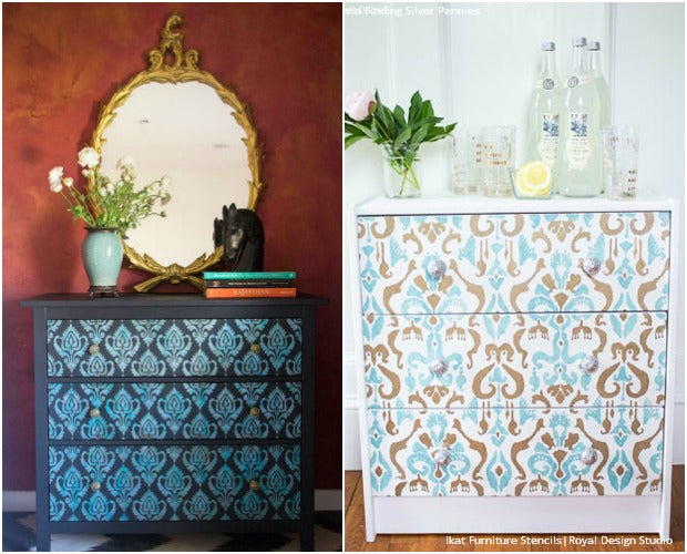 16 DIY Home Decorating Ideas using Trendy Ikat Pattern Stencils - Royal Design Studio