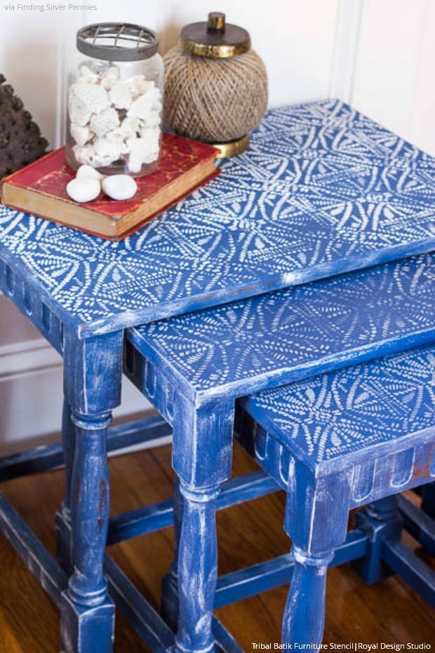 The BEST DIY Home Decor Hacks to Try: Paint Batik Fabric Designs with Wall Stencils & Furniture Stencils from Royal Design Studio