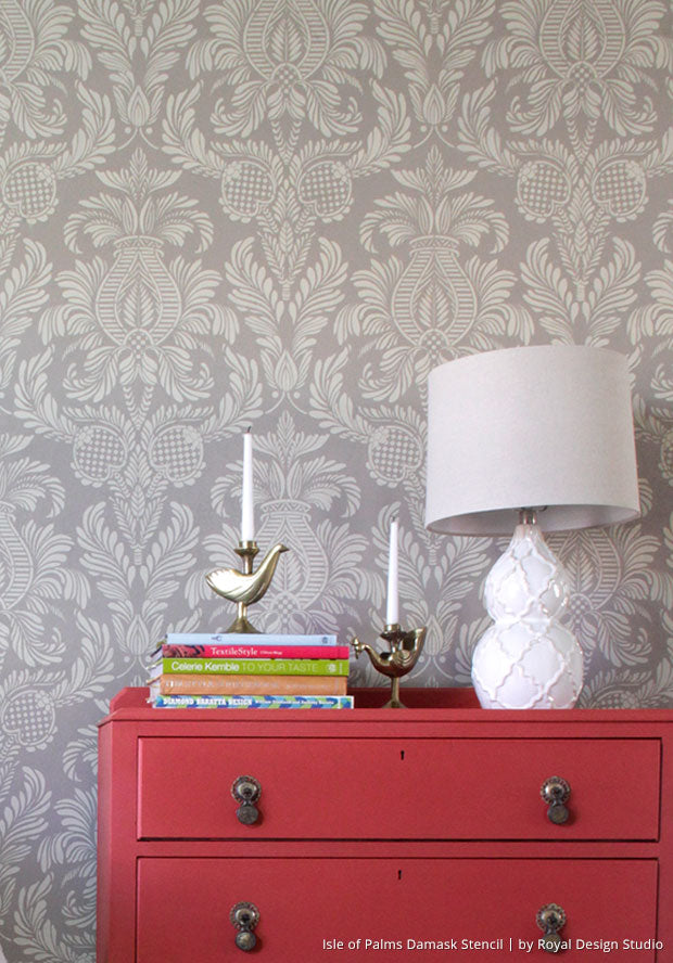 (Video Tutorial) How to Stencil 101: How to Stencil an Accent Wall with Chalk Paint and Damask Wall Stencils