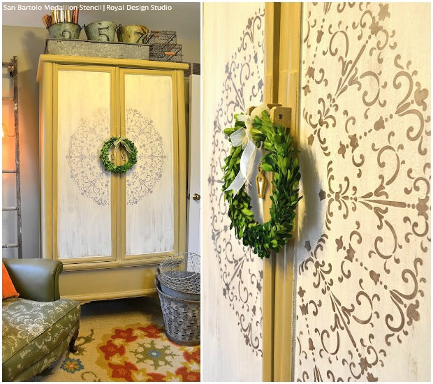 12 DIY Ideas to Paint a Decorative Focal Point with Medallion Stencils on Walls, Ceilings, & Furniture