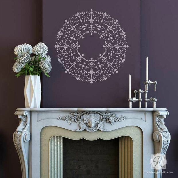Hot Decorating Idea: Painted Fireplace Surrounds & Mantles with Stencils for Walls