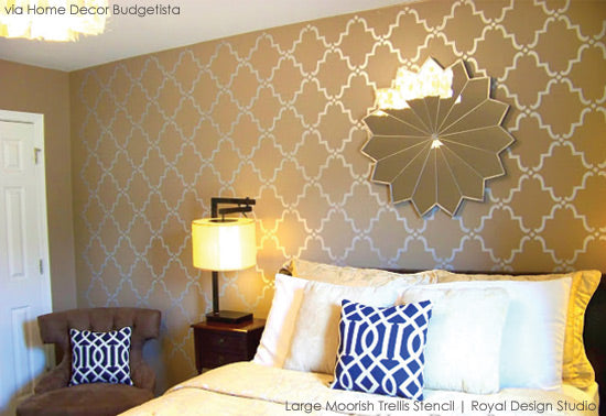 Large Moorish Trellis Stencil for Guest Room Makeover