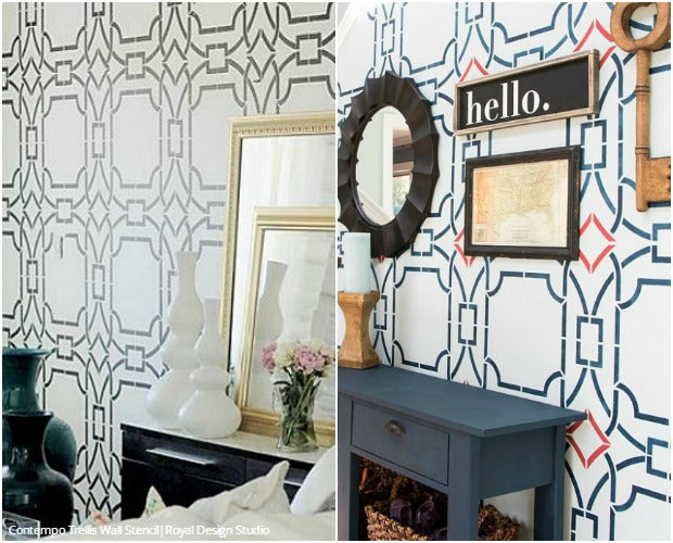 Design Challenge: Colorful vs Neutral Stencil Ideas using Wall Stencils from Royal Design Studio