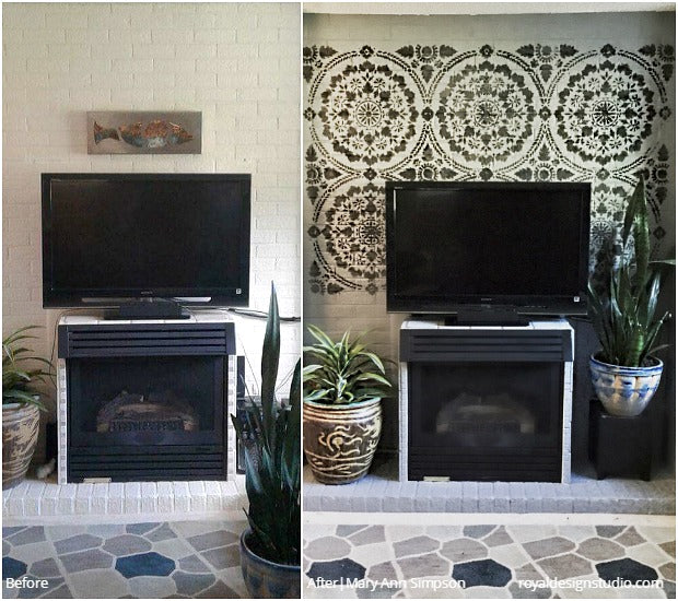 Before & After: Winning Stencil Decor Ideas for DIY Paint Projects - Royal Design Studio Stencils for Walls, Floors, and Furniture