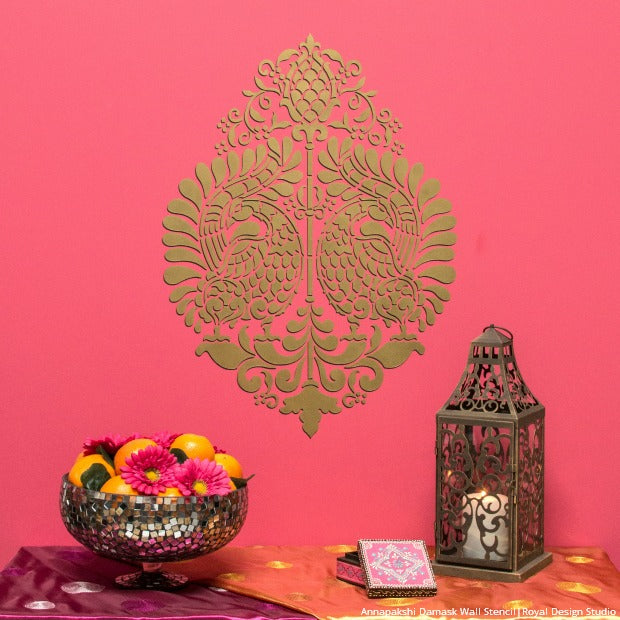 1 Stencil 10 Ways: Decorating Ideas using Royal Design Studio Annapakshi Indian Design Damask Wall Stencils 