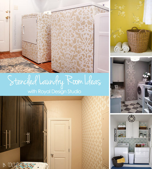 Stenciled Laundry Room Ideas with Royal Design Studio Stencils