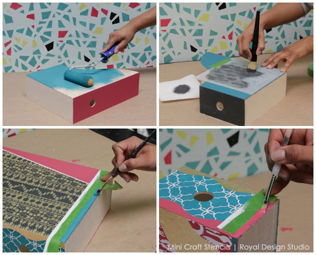 Does your office decor need a makeover? IKEA Hack: Stencil Stylish Storage with Mini Craft Stencils Tutorial from Royal Design Studio