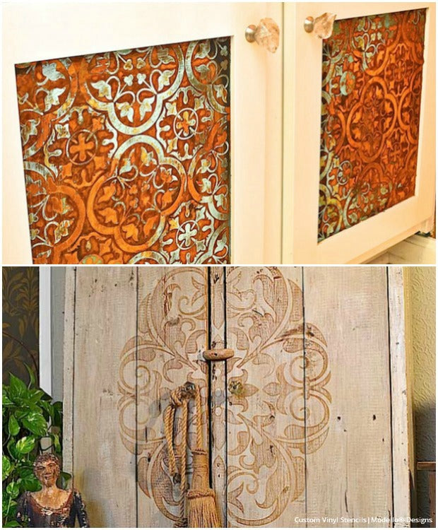 20 DIY Cabinet Door Makeovers and Painting Ideas with Furniture Stencils from Royal Design Studio