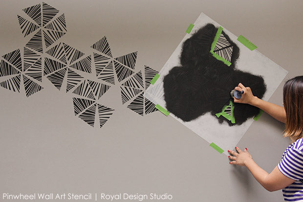 Painting and Stenciling a Modern Accent Wall - Stencil Tutorial and Video from Royal Design Studio