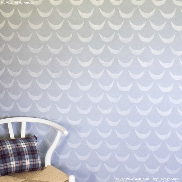 Modern Mid-Century Room Makeover and Stenciled Accent Wall - Royal Design Studio Wall Stencils